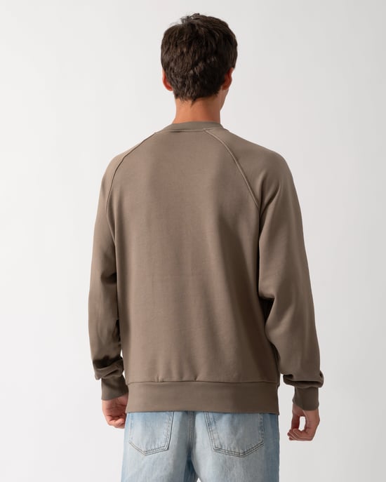 Relaxed Fit Long Sleeve Logo Detail Sweatshirt in Taupe - Image 2