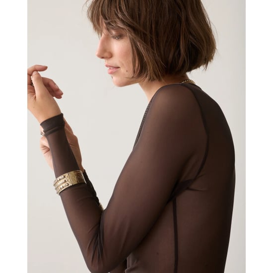 Summum 3s5394-30180 754 round neck top long sleeve mesh solid dark chocolate - Image 4