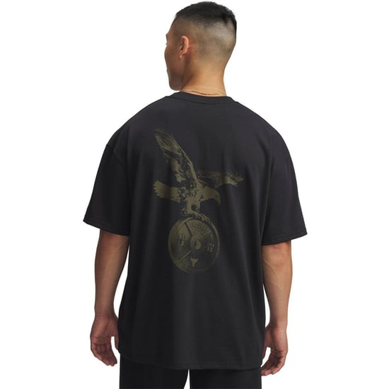 Under Armour Mens Project Rock Graphic Print T-Shirt (Black) - Image 2