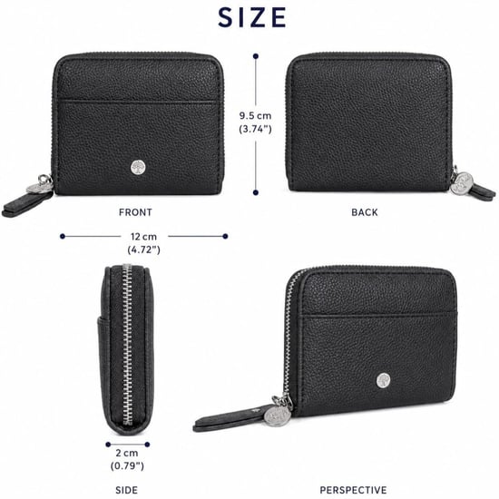 Women’s Small RFID Zip Around Purse, Card Coin Wallet in Black - Image 3