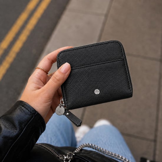 Women’s Small RFID Zip Around Purse, Card Coin Wallet in Black - Image 6