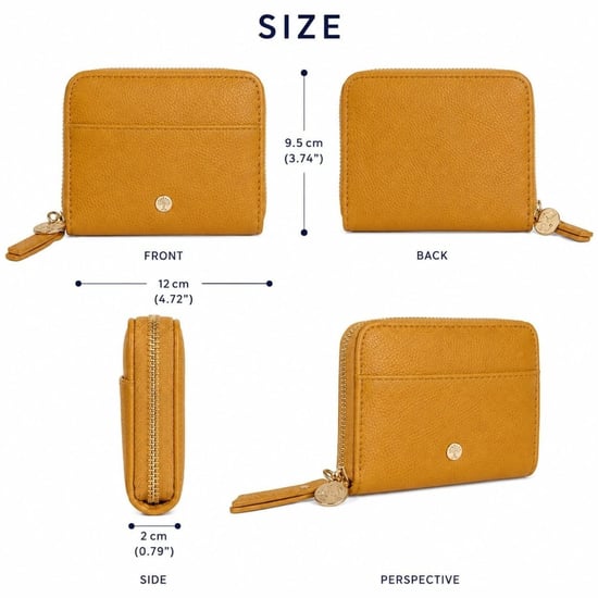 Women’s Small RFID Zip Around Purse, Card Coin Wallet in Mustard - Image 3