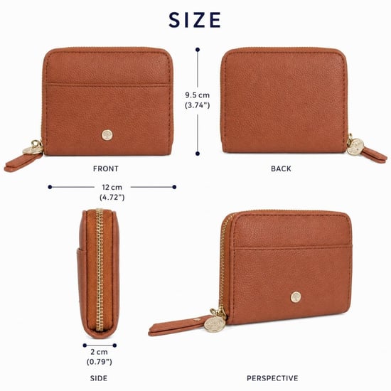 Women’s Small RFID Zip Around Purse, Card Coin Wallet in Tan - Image 3