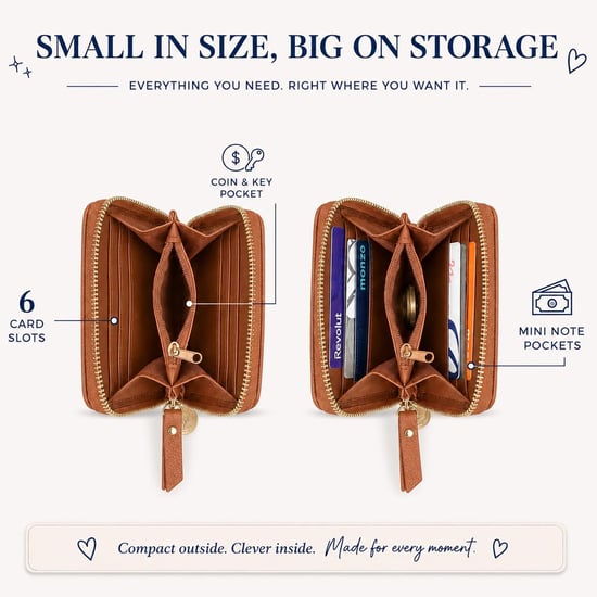Women’s Small RFID Zip Around Purse, Card Coin Wallet in Tan - Image 4