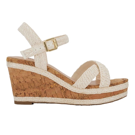 Dune London Dames Kelisa Raffia Flatform Wedge Sandalen (Wit) - Image 1