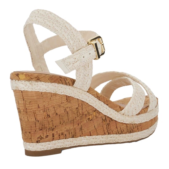 Dune London Dames Kelisa Raffia Flatform Wedge Sandalen (Wit) - Image 2