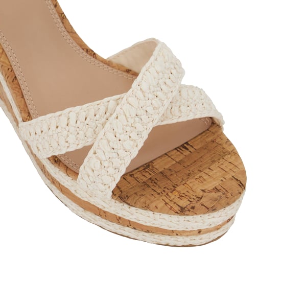 Dune London Dames Kelisa Raffia Flatform Wedge Sandalen (Wit) - Image 4