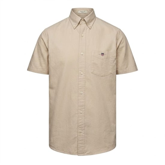 Gant Heren Oxford Normaal Overhemd Met Korte Mouwen (Beige) - Image 1