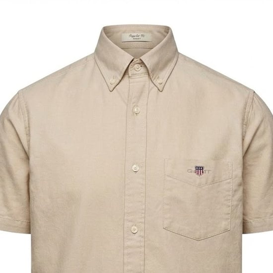 Gant Heren Oxford Normaal Overhemd Met Korte Mouwen (Beige) - Image 3