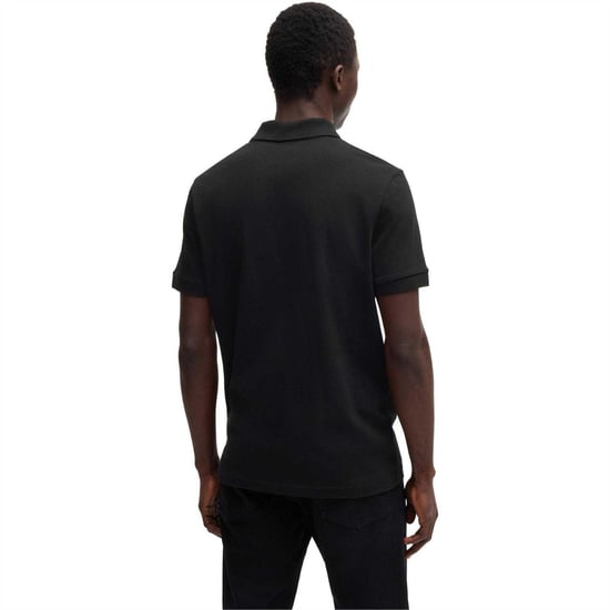 Boss Polo met kwartrits en logo voor heren (Zwart) - Image 2