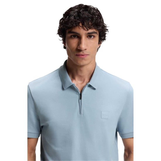 Boss Polo met kwartrits en logo voor heren (Blauw) - Image 3