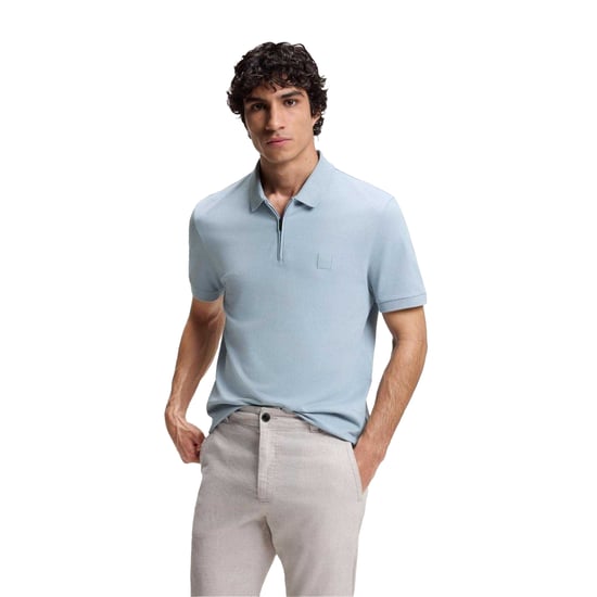 Boss Polo met kwartrits en logo voor heren (Blauw) - Image 4