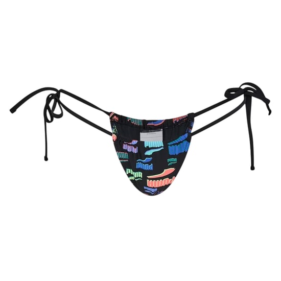 Puma Dames Tanga Graphic Print Bikinibroek met Zijden Veters (Zwart/Multikleur) - Image 1