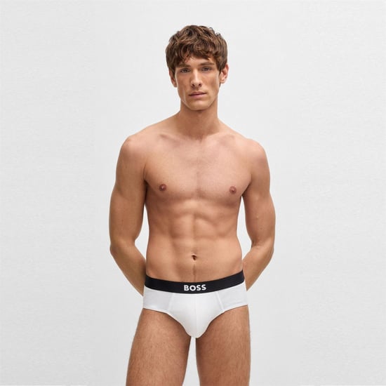 Boss Mens Logo Cotton Briefs (Pack of 3) (White) - Image 3