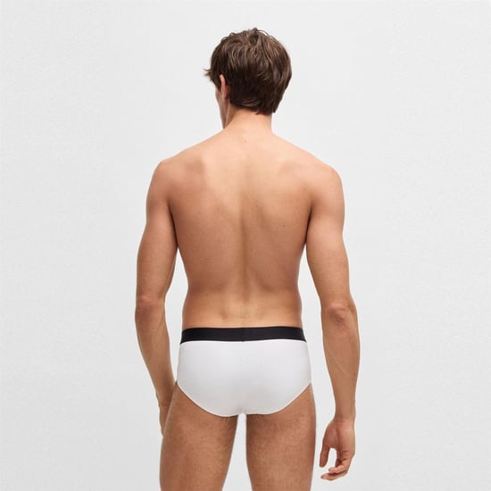 Boss Mens Logo Cotton Briefs (Pack of 3) (White) - Image 4