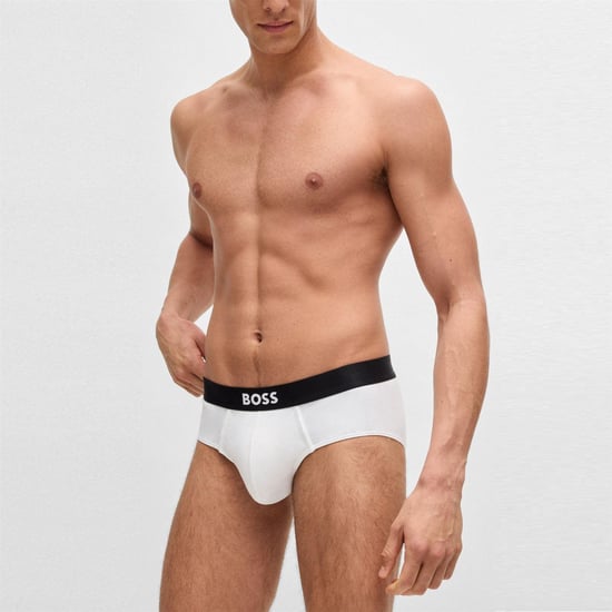 Boss Mens Logo Cotton Briefs (Pack of 3) (White) - Image 5