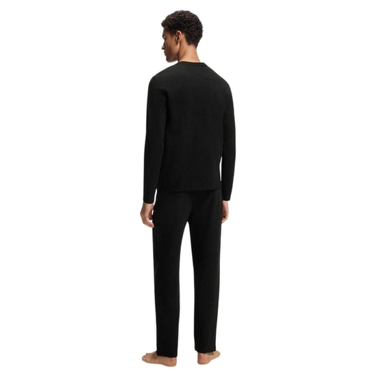 Hugo Heren Waffle Brei Lange Mouwen Shirt (Zwart) - Image 2