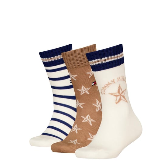 Tommy Hilfiger Barn Ribbad Crew Strumpor (3-pack) (Khaki) - Image 1
