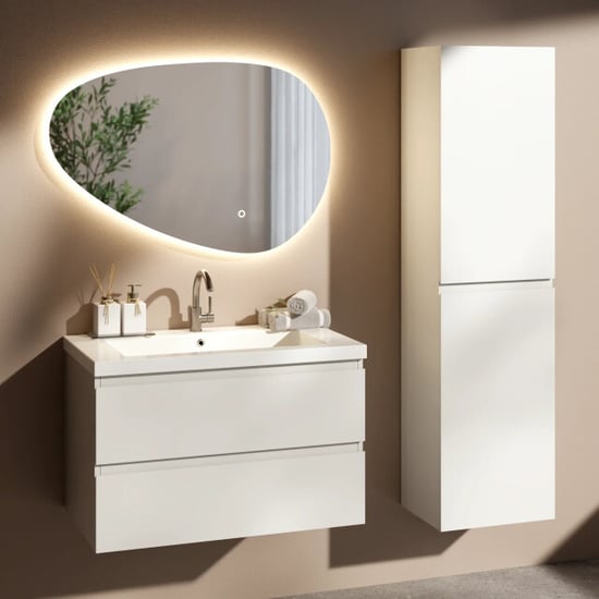 Mirlux Badkamermeubelset london 80cm wit wastafel wit - Image 1