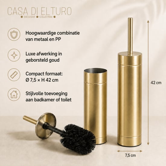 Casa di Elturo Toiletborstel glam – mat – metaal – Ø7,5 x h42 cm - Image 2