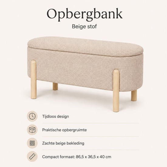 Casa di Elturo Opbergbank liva stof met opbergruimte 86,5 x 36,5 x 40 cm - Image 3