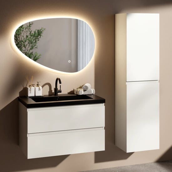 Mirlux Badkamermeubelset paris 80cm wit wastafel zwart - Image 1