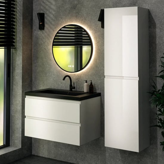 Mirlux Badkamermeubelset paris 80cm wit wastafel zwart - Image 6