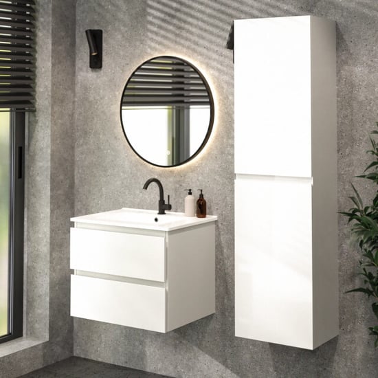Mirlux Badkamermeubel norvi 60 cm wit witte wastafel - Image 4