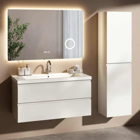 Mirlux Badkamermeubelset london 100cm wit wastafel wit - Image 1