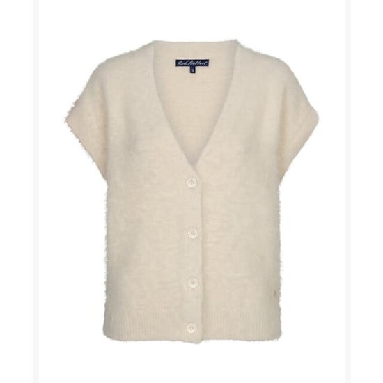Red Button Vest srb5116 sleeveless fuzzy cream - Image 1
