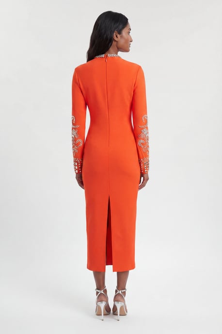 Figure Form Bandage Knit Embellished Wide Sleeve Midi Dress - Image 2
