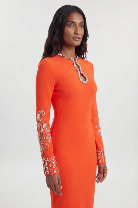 Figure Form Bandage Knit Embellished Wide Sleeve Midi Dress - Image 4