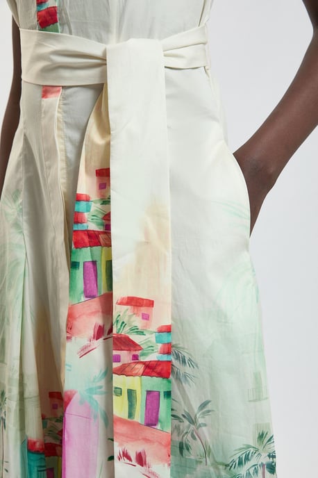 Scenic Print Cotton Sateen Shirt Dress - Image 2