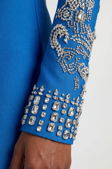 Figure Form Bandage Knit Embellished Wide Sleeve Midi Dress - Image 3