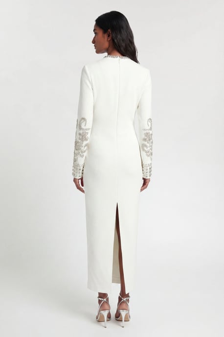 Figure Form Bandage Knit Embellished Wide Sleeve Midi Dress - Image 2