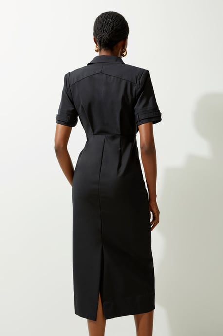 Petite Essential Techno Shirt Sleeve Woven Shirt Dress With Gold Hardware - Image 3