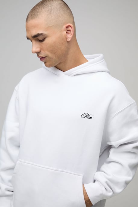 White Oversized Ski Postcard Printed Heavyweight Hoodie - Image 3