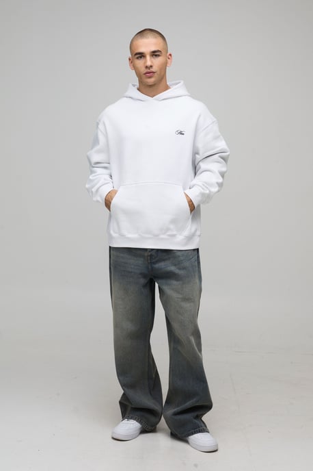 White Oversized Ski Postcard Printed Heavyweight Hoodie - Image 4