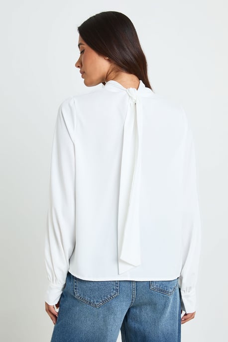 High Neck Balloon Sleeve Blouse - Image 2