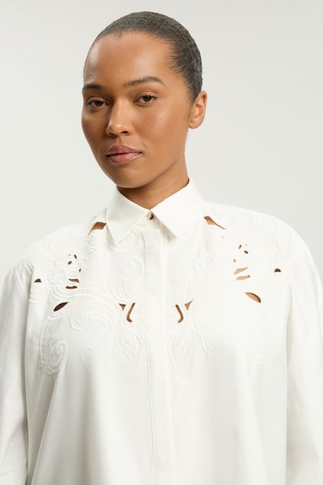 Plus Size Cotton Poplin Cutwork Shirt - Image 2