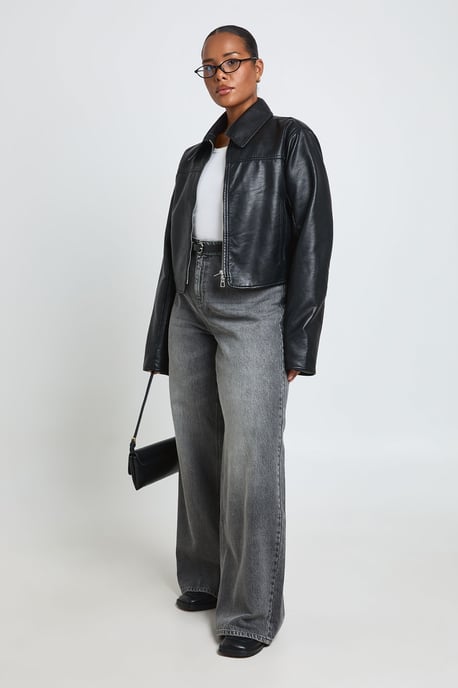 Plus Cinched Waist Faux Leather Jacket - Image 1
