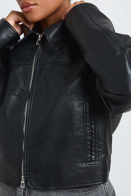 Plus Cinched Waist Faux Leather Jacket - Image 4