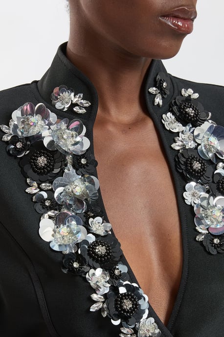 Embellished Figure Form Fitted Blazer Jacket - Image 2