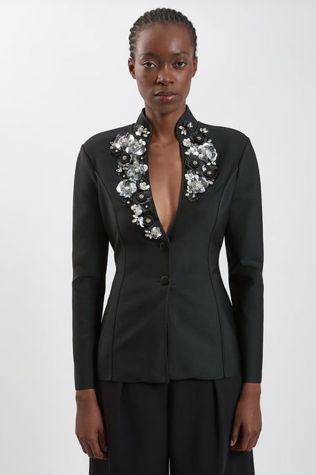 Embellished Figure Form Fitted Blazer Jacket - Image 4