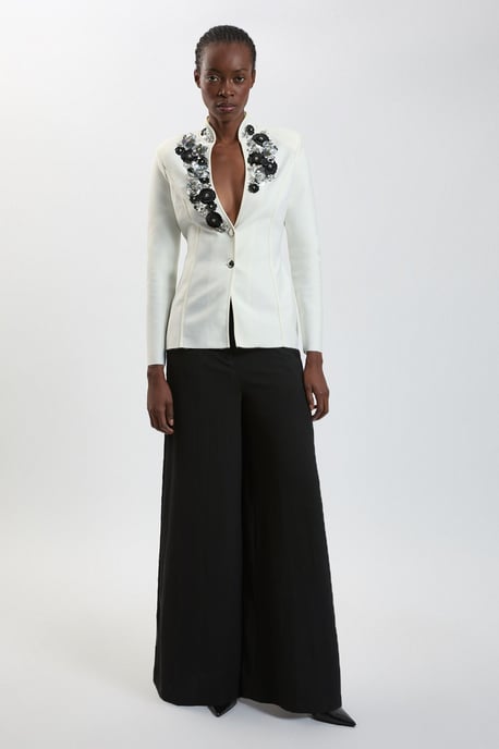 Embellished Figure Form Fitted Blazer Jacket - Image 3
