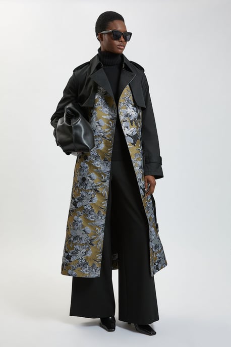 Jacquard Mix Trench Coat - Image 1