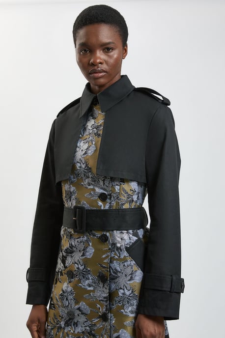 Jacquard Mix Trench Coat - Image 2