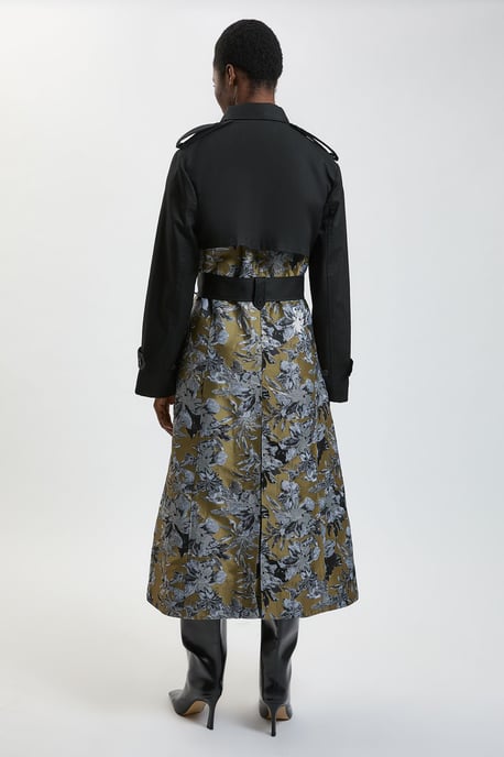 Jacquard Mix Trench Coat - Image 3