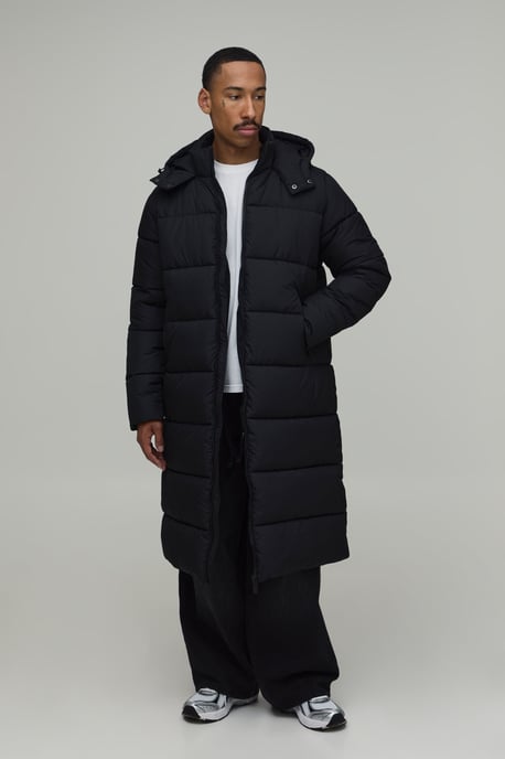 Regular Fit Longline Hooded Matte Puffer Jacket - Image 1