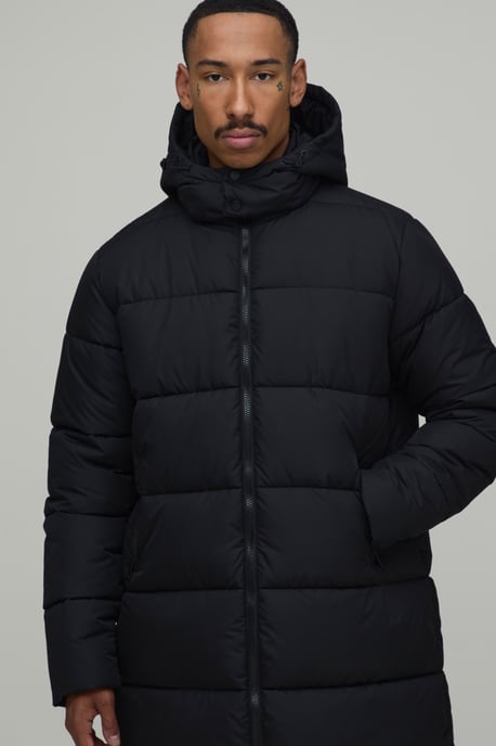 Regular Fit Longline Hooded Matte Puffer Jacket - Image 4